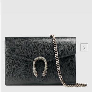 GUCCI Dionysus Black Leather Mini Chain Bag